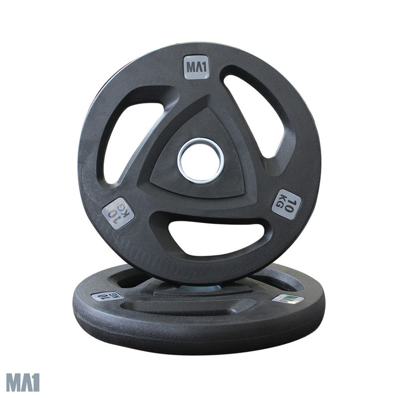 MA1 Olympic Rubber Coated Tri Hole Weight Plate 10kg (Pair)