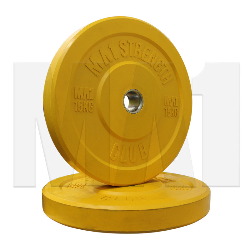 MA1 Club Bumper Plates Colored 15kg Yellow (Pair)