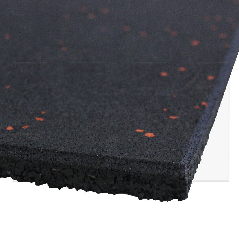 MA1 Premium Rubber Gym Mat - 15mm Thick, Black with Red Specks