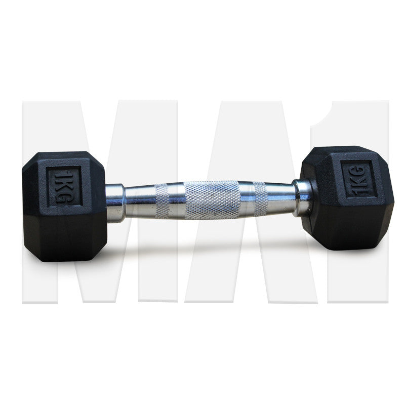 MA1 Rubber Hex Dumbbells - 1kg (Pair)