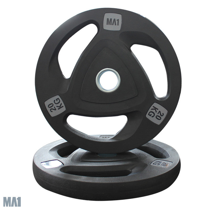 MA1 Olympic Rubber Coated Tri Hole Weight Plate 20kg (Pair)