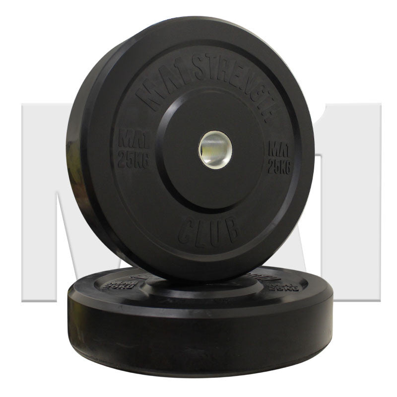 MA1 Club Bumper Plates Black 25kg (Pair)