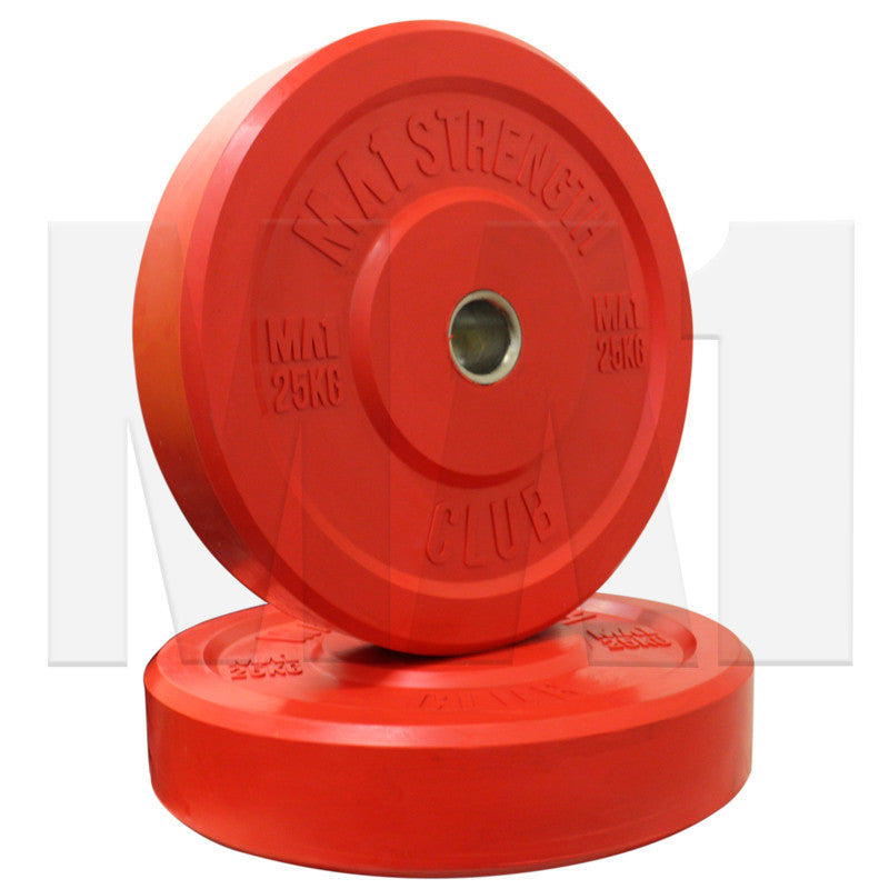 MA1 Club Bumper Plates Colored 25kg Red (Pair)