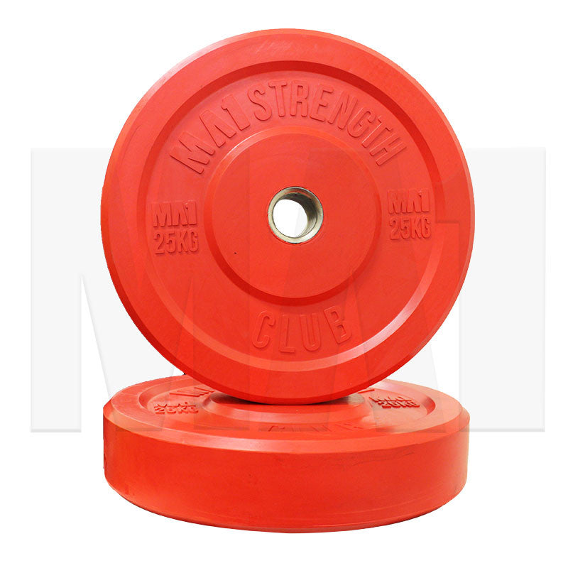 MA1 Club Bumper Plates Colored 25kg Red (Pair)
