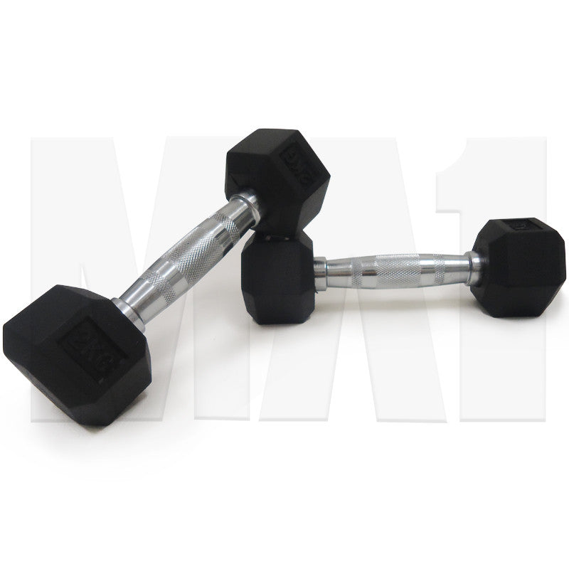 MA1 Rubber Hex Dumbbells - 2kg (Pair)
