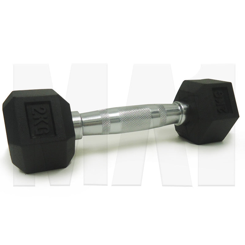 MA1 Rubber Hex Dumbbells - 2kg (Pair)