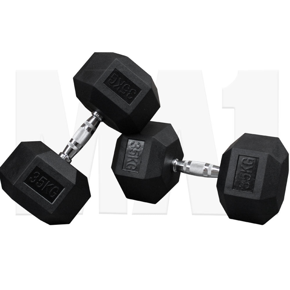 MA1 Rubber Hex Dumbbells - 35kg (Pair)