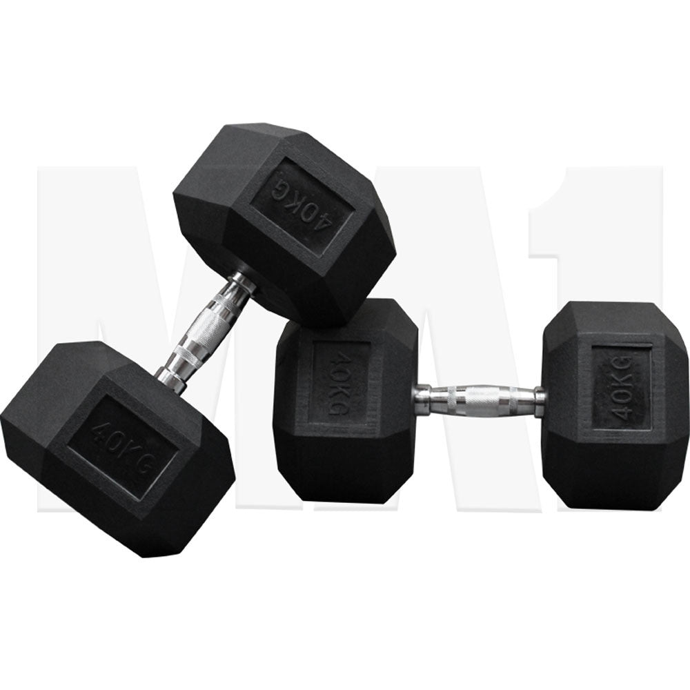 MA1 Rubber Hex Dumbbells - 40kg (Pair)