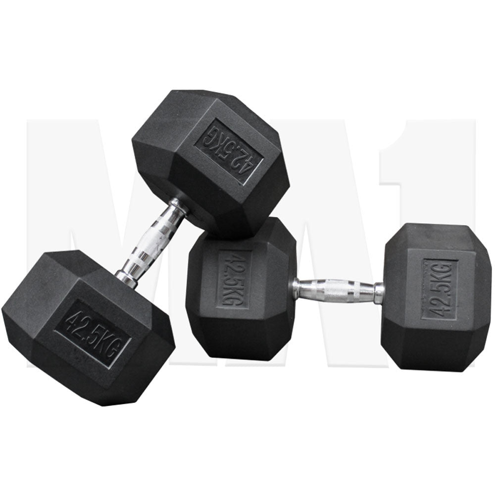 MA1 Rubber Hex Dumbbells - 42.5kg (Pair)