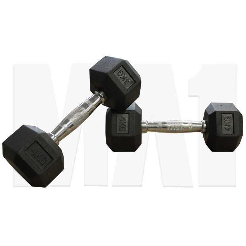 MA1 Rubber Hex Dumbbells - 4kg (Pair)