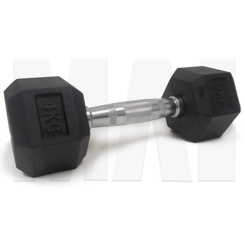 MA1 Rubber Hex Dumbbells - 4kg (Pair)