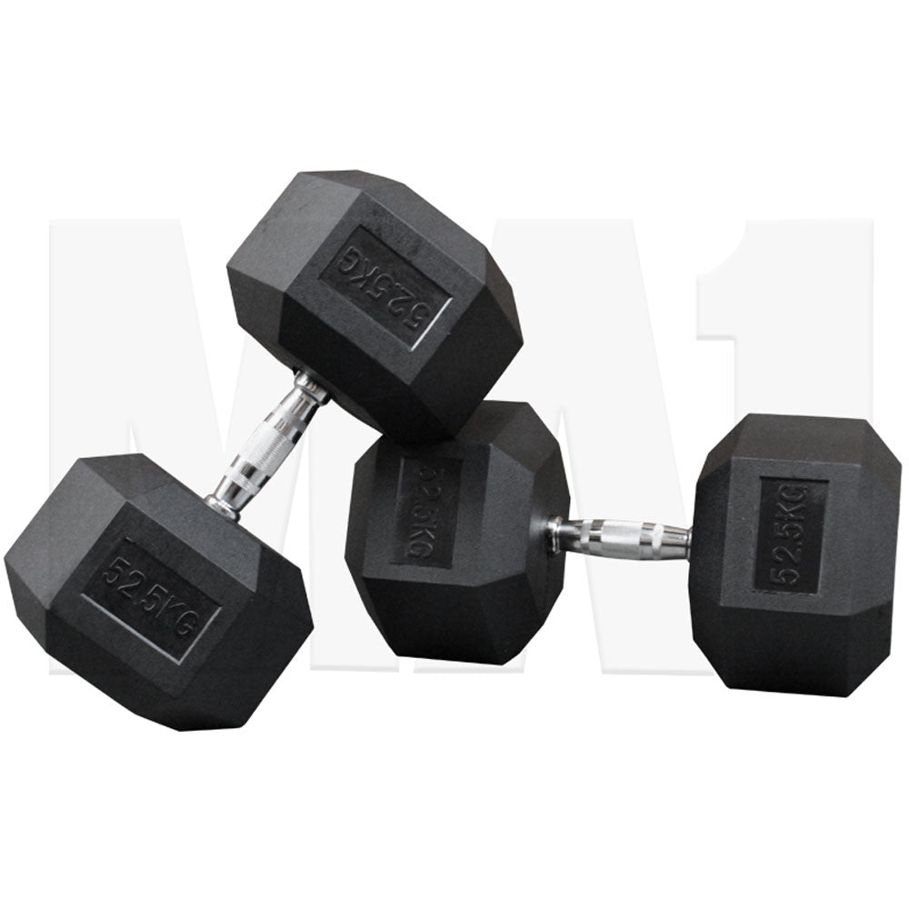 MA1 Rubber Hex Dumbbells - 52.5kg (Pair)