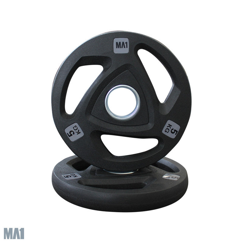 MA1 Olympic Rubber Coated Tri Hole Weight Plate 5kg (Pair)