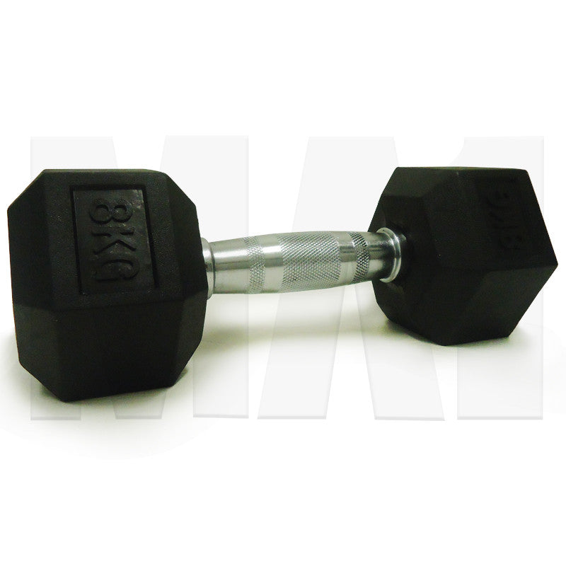 MA1 Rubber Hex Dumbbells - 8kg (Pair)