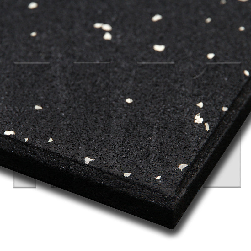 MA1 Premium Rubber Gym Mat - 1m x 1m x 15mm - White Speck