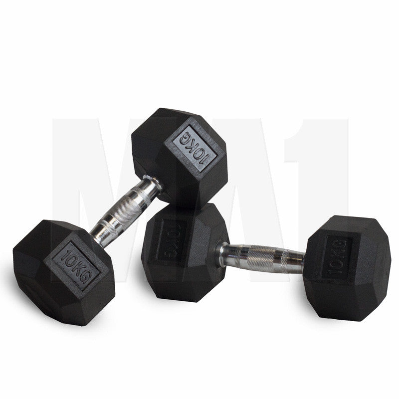 MA1 Rubber Hex Dumbbells - 10kg (Pair)