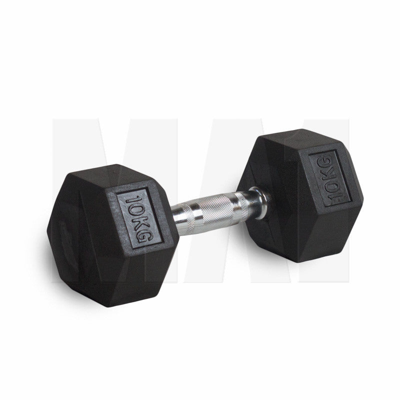 MA1 Rubber Hex Dumbbells - 10kg (Pair)