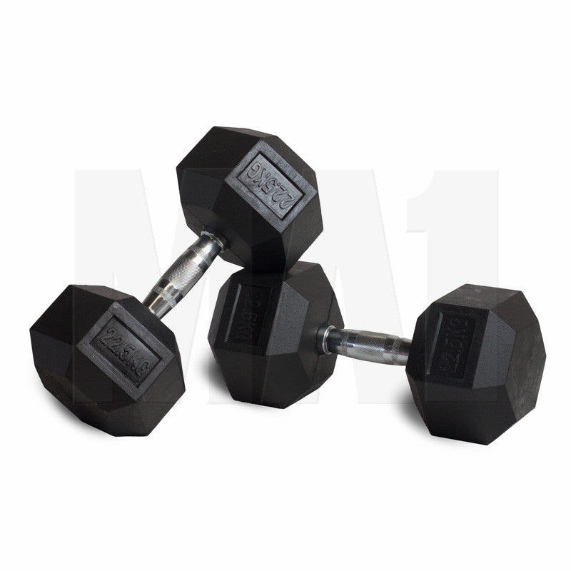 MA1 Rubber Hex Dumbbells - 22.5kg (Pair)