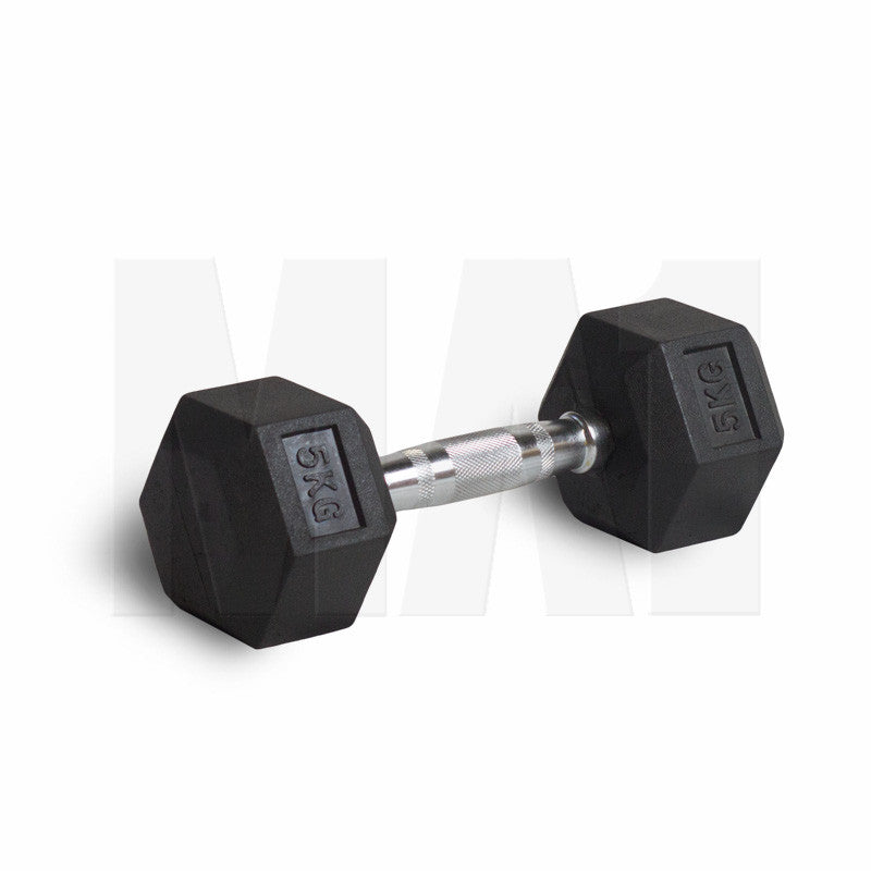 MA1 Rubber Hex Dumbbells - 5kg (Pair)