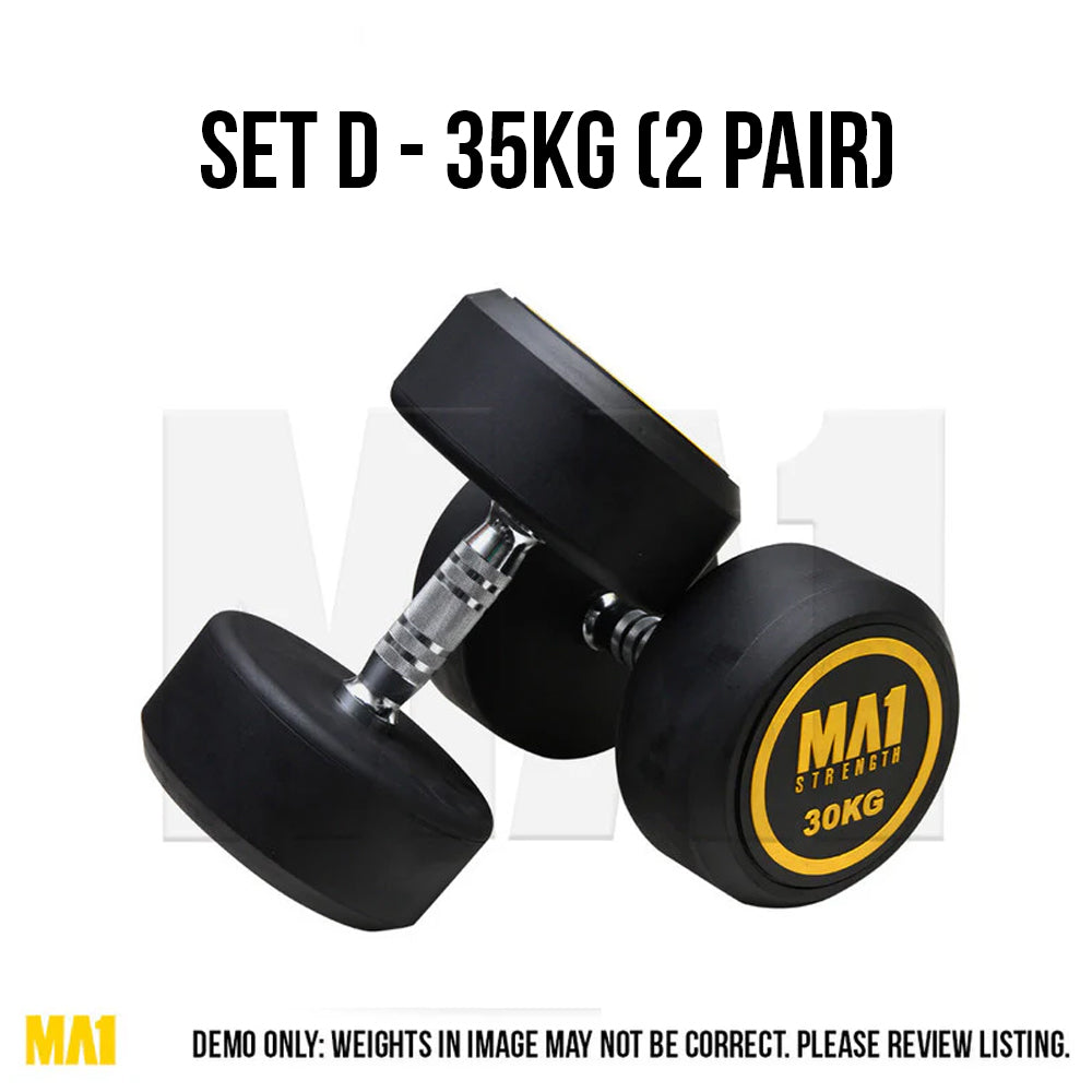 Yellow Round Head Dumbbell SET D - 35kg (2 Pairs)