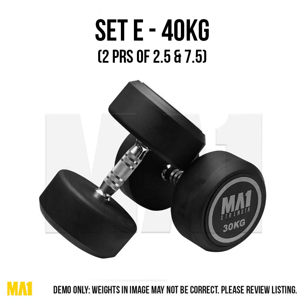 Grey Round Head Dumbbell SET E - 40kg - 2 pairs of 2.5 & 7.5