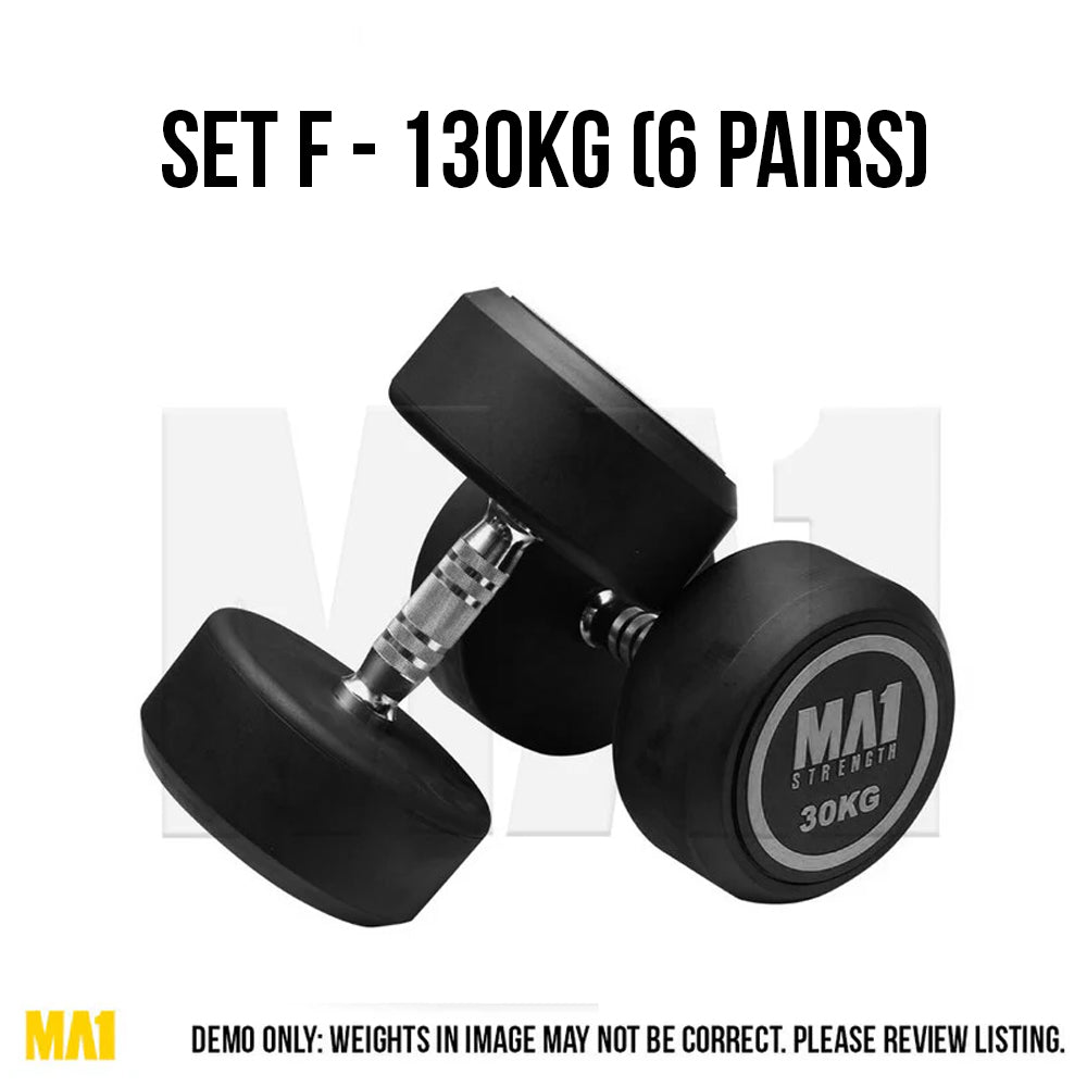 Grey Round Head Dumbbell SET F - 130kg (6 pairs)