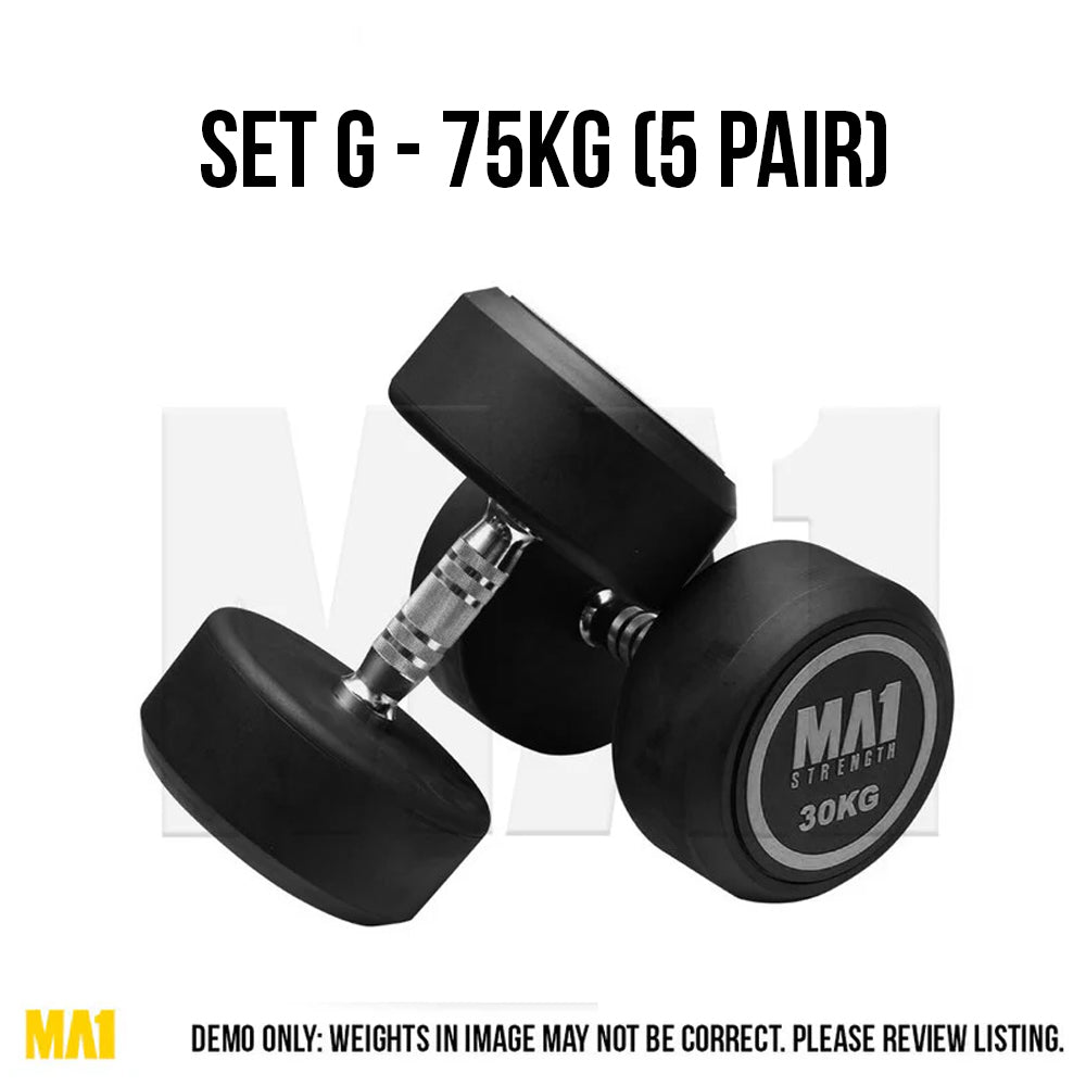Grey Round Head Dumbbell SET G - 75kg (5 pairs)