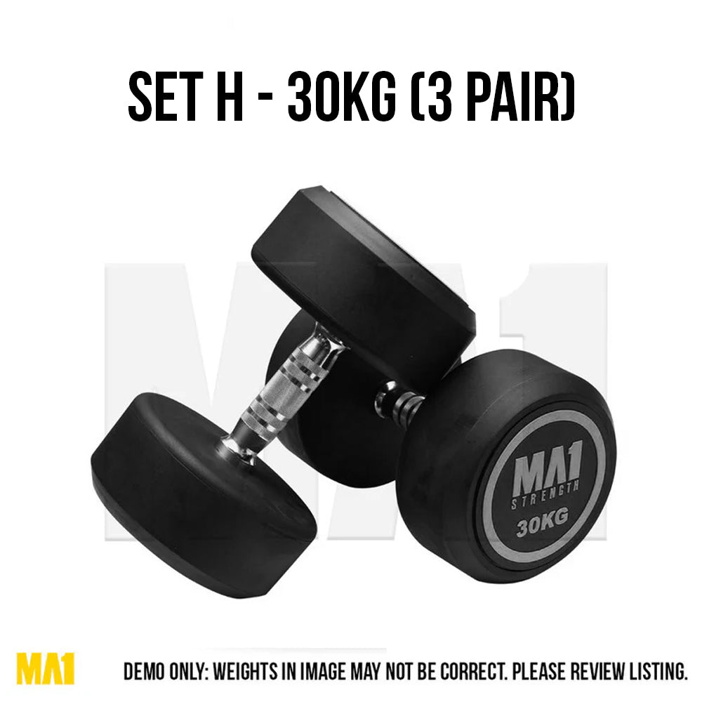 Grey Round Head Dumbbell SET H - 30kg (3 Pair)