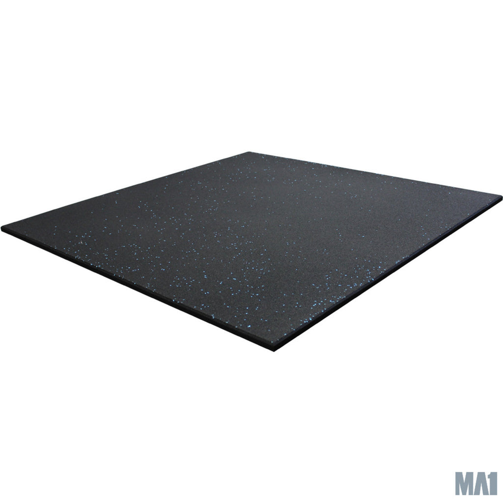MA1 Premium Rubber Gym Mat - 15mm Thick, Black with Blue Specks