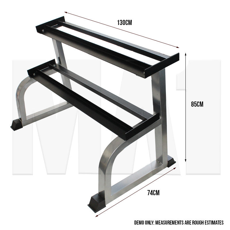 MA1 2 Tier Dumbbell Rack - Flat, Silver